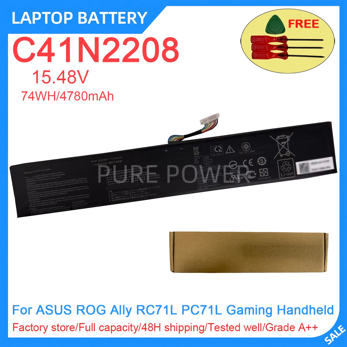 Pc Gaming Rog - New Laptop Battery C41N2208 15.48V 74WH