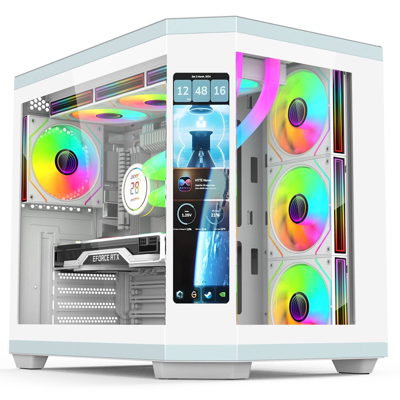 Full Tower Black And White ATX - Pc Gaming White review and price